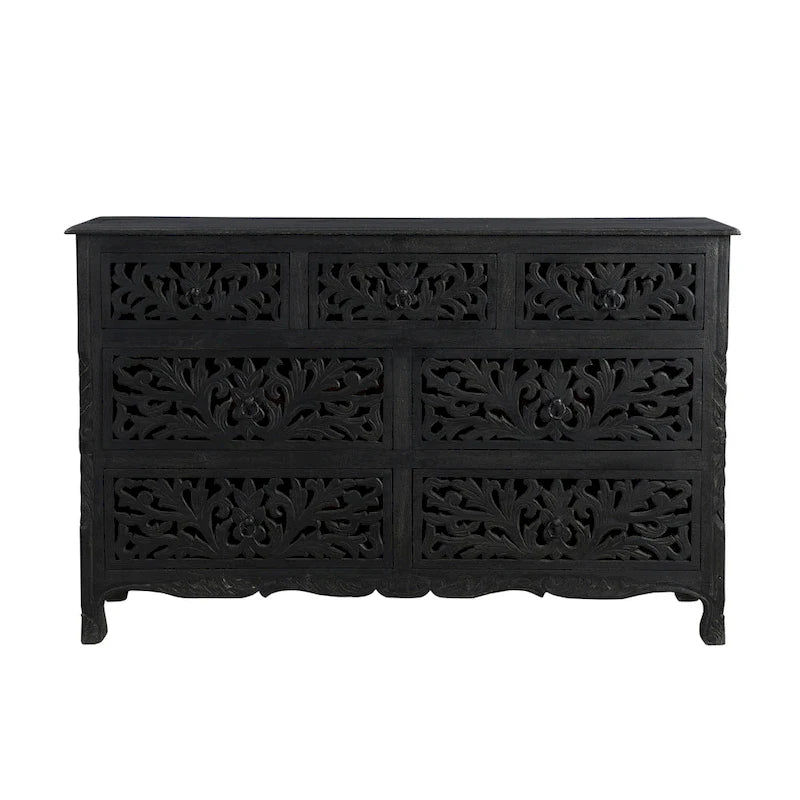 Florence Floral Carved Wood 7-Drawer Dresser