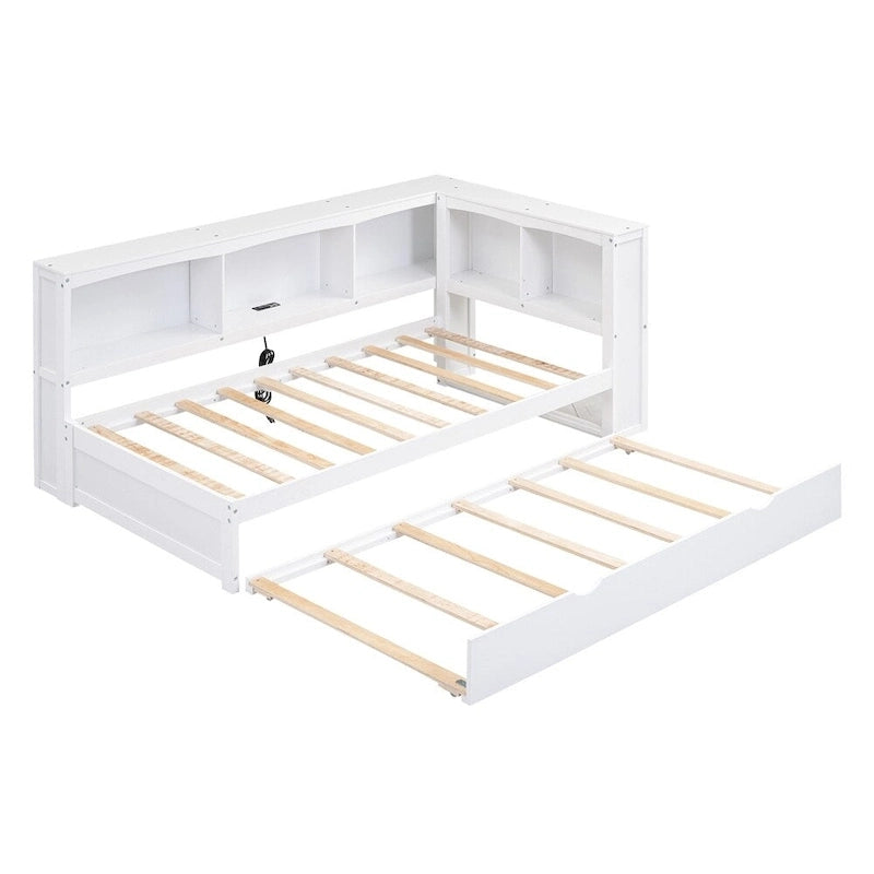 Twin Size Daybed with Trundle, Storage Cabinets and USB Ports