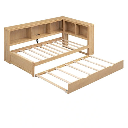 Twin Size Daybed with Trundle, Storage Cabinets and USB Ports