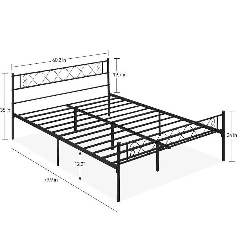 Metal Platform Bed Frame with Sweet Heart Headboard