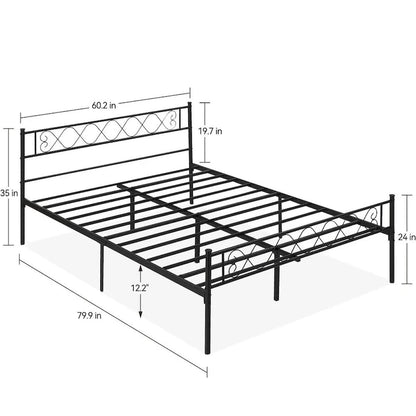 Metal Platform Bed Frame with Sweet Heart Headboard