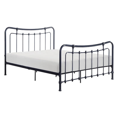 Engel Full Size Bed, Metal Spindle Frame in Gray Finish, Traditional Style