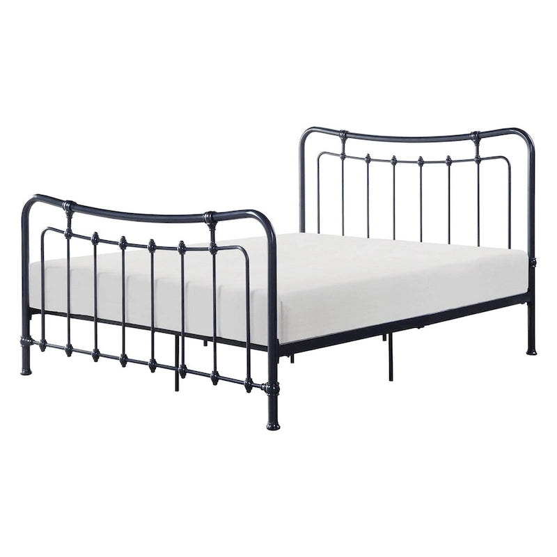 Engel Full Size Bed, Metal Spindle Frame in Gray Finish, Traditional Style