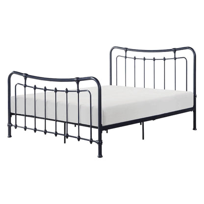 Engel Full Size Bed, Metal Spindle Frame in Gray Finish, Traditional Style
