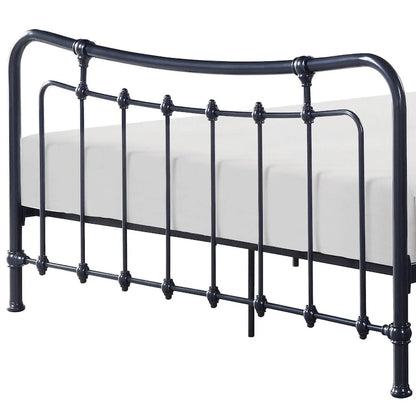 Engel Full Size Bed, Metal Spindle Frame in Gray Finish, Traditional Style