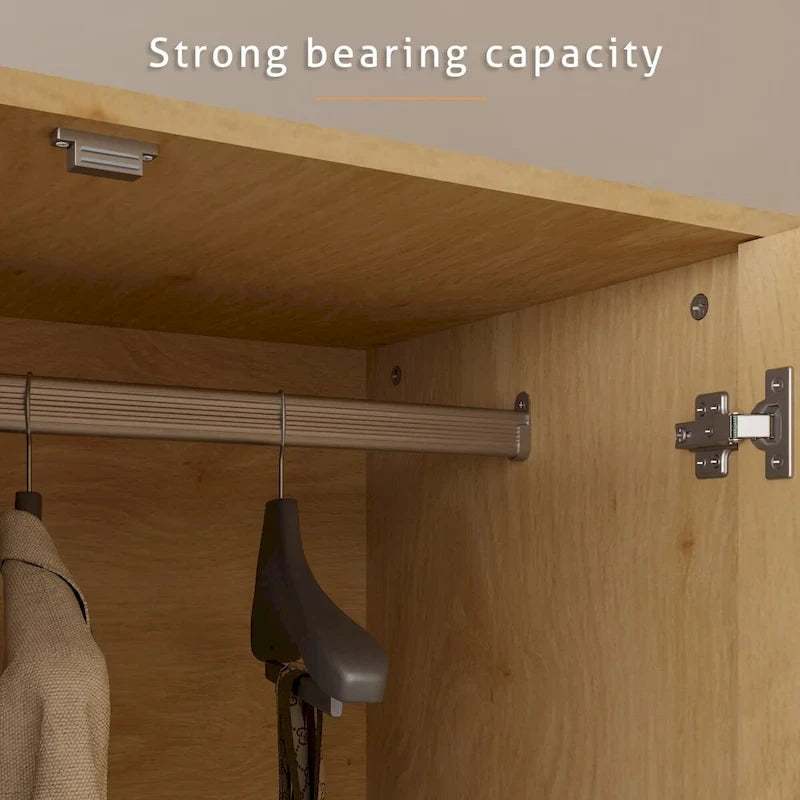 110W Rattan Style Family Wardrobe Armoire Closet Storage Set - N/A