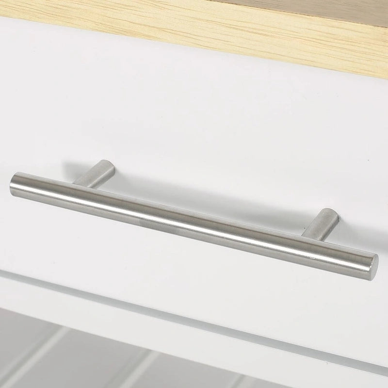 Modern White Wood Kitchen Cart with Wheels Drawers and Shelves by Christopher Knight Home