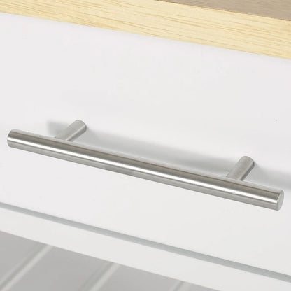 Modern White Wood Kitchen Cart with Wheels Drawers and Shelves by Christopher Knight Home