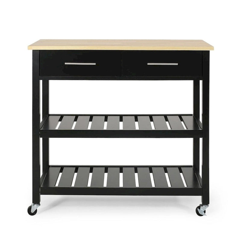 Modern White Wood Kitchen Cart with Wheels Drawers and Shelves by Christopher Knight Home