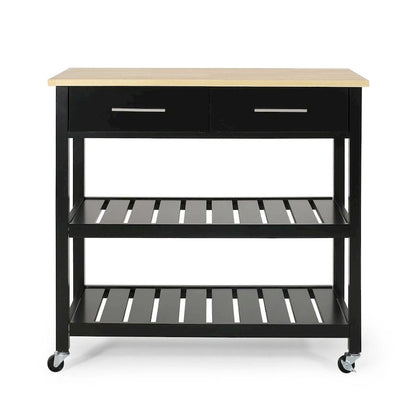 Modern White Wood Kitchen Cart with Wheels Drawers and Shelves by Christopher Knight Home