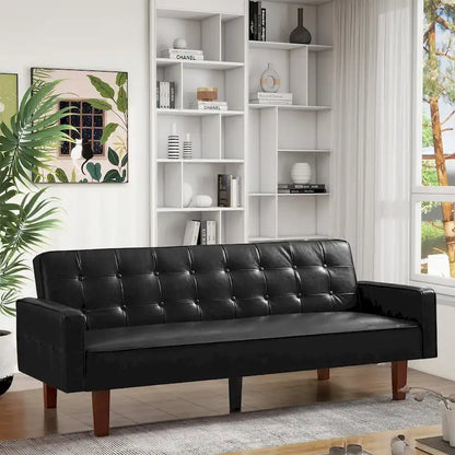 Sofa Bed, Futon Couch Bed, Faux Leather Love Seats Sofa, Loveseat Sleeper Bed For Living Room, Guest