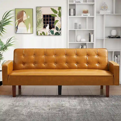 Sofa Bed, Futon Couch Bed, Faux Leather Love Seats Sofa, Loveseat Sleeper Bed For Living Room, Guest