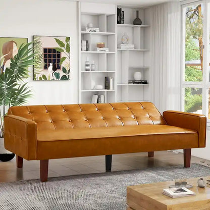 Sofa Bed, Futon Couch Bed, Faux Leather Love Seats Sofa, Loveseat Sleeper Bed For Living Room, Guest