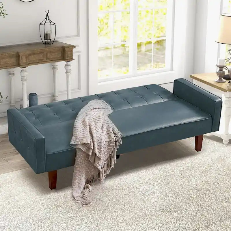 Sofa Bed, Futon Couch Bed, Faux Leather Love Seats Sofa, Loveseat Sleeper Bed For Living Room, Guest