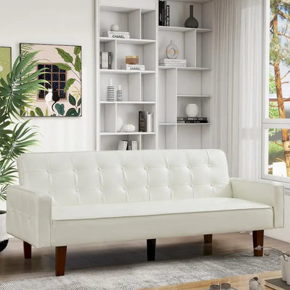 Sofa Bed, Futon Couch Bed, Faux Leather Love Seats Sofa, Loveseat Sleeper Bed For Living Room, Guest