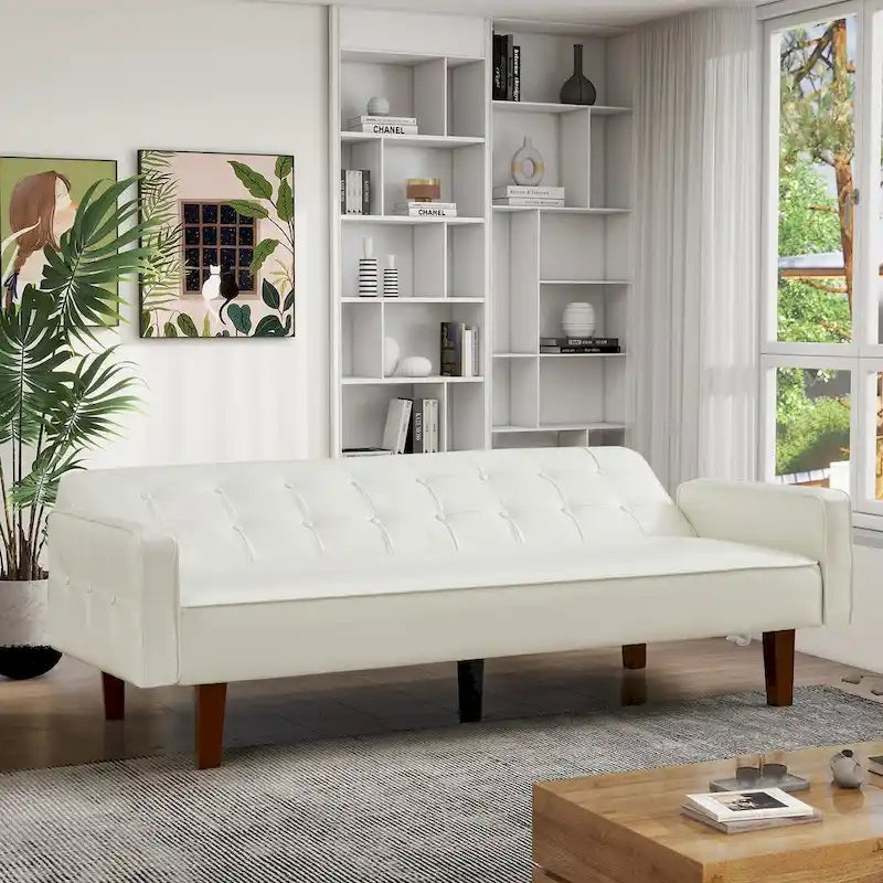 Sofa Bed, Futon Couch Bed, Faux Leather Love Seats Sofa, Loveseat Sleeper Bed For Living Room, Guest