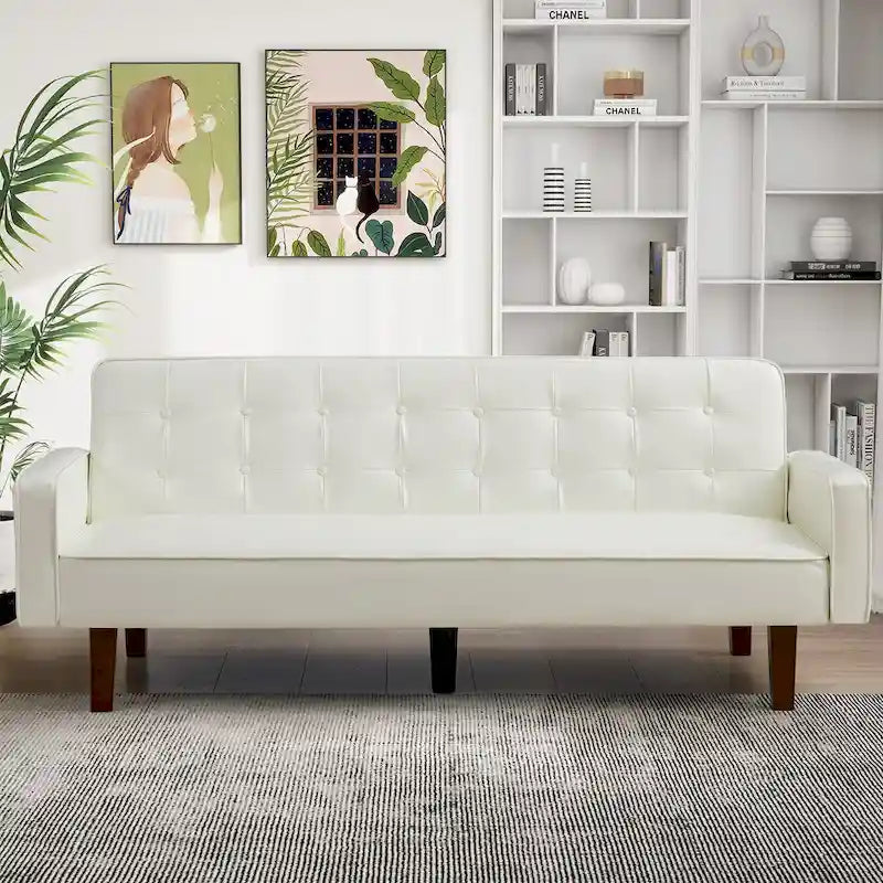 Sofa Bed, Futon Couch Bed, Faux Leather Love Seats Sofa, Loveseat Sleeper Bed For Living Room, Guest