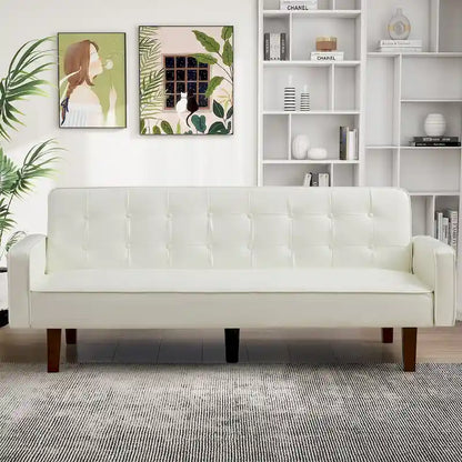 Sofa Bed, Futon Couch Bed, Faux Leather Love Seats Sofa, Loveseat Sleeper Bed For Living Room, Guest