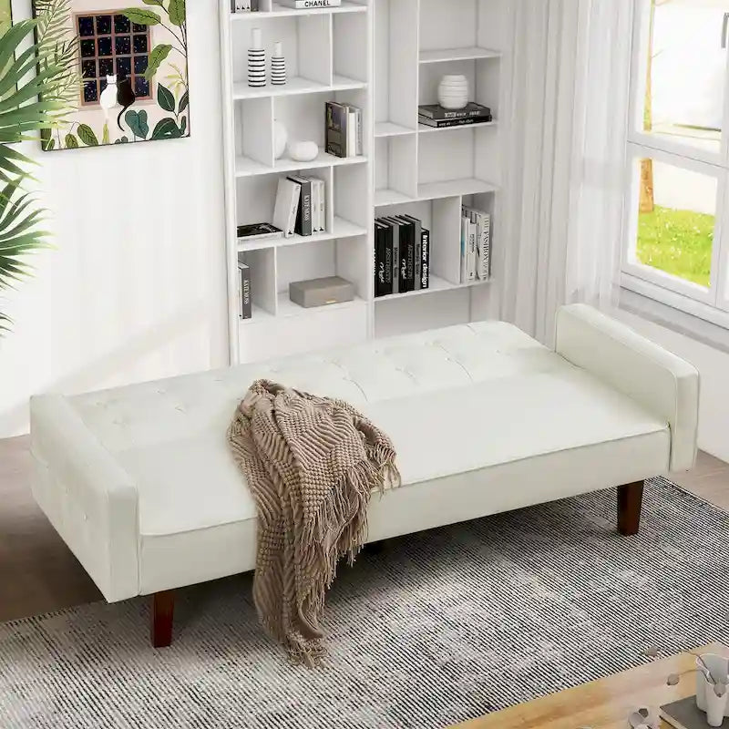 Sofa Bed, Futon Couch Bed, Faux Leather Love Seats Sofa, Loveseat Sleeper Bed For Living Room, Guest