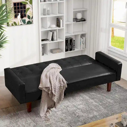 Sofa Bed, Futon Couch Bed, Faux Leather Love Seats Sofa, Loveseat Sleeper Bed For Living Room, Guest