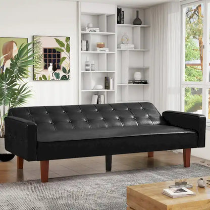 Sofa Bed, Futon Couch Bed, Faux Leather Love Seats Sofa, Loveseat Sleeper Bed For Living Room, Guest