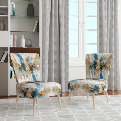Designart Teal and Gold Elegance Upholstered Minimalism Accent Chair and Modern & Contemporary Arm Chair - Multiple Color