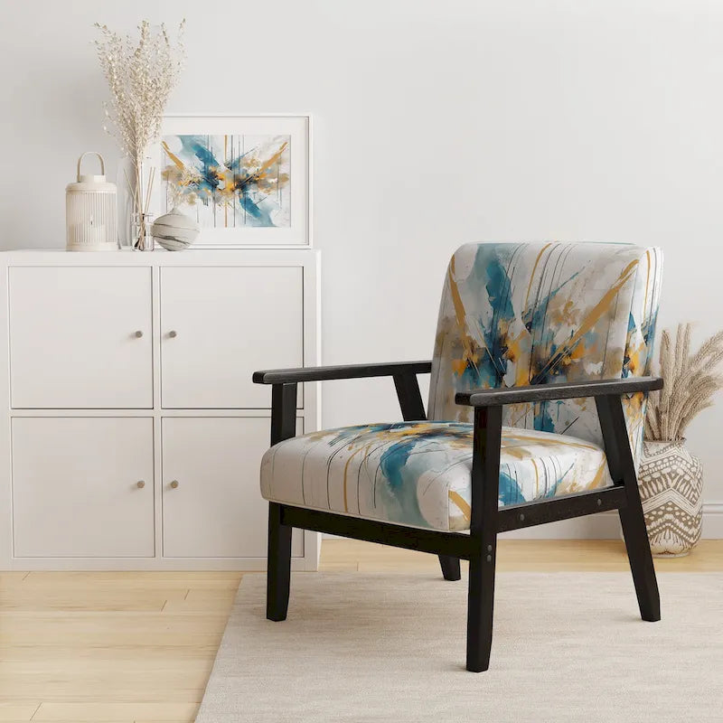 Designart Teal and Gold Elegance Upholstered Minimalism Accent Chair and Modern & Contemporary Arm Chair - Multiple Color