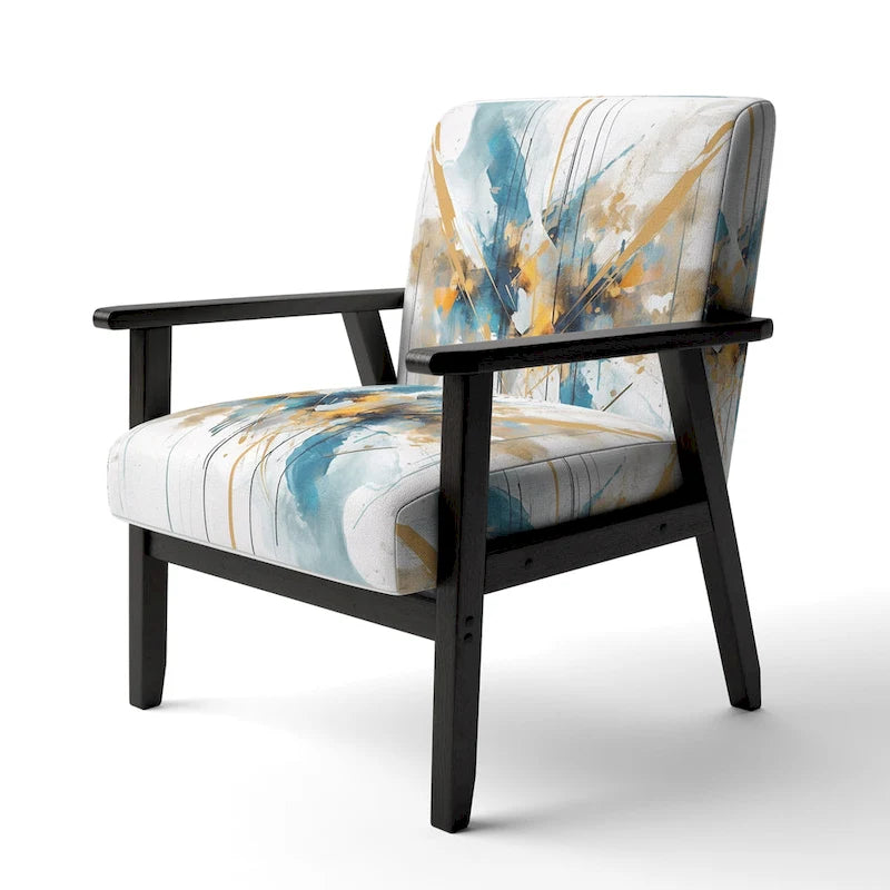 Designart Teal and Gold Elegance Upholstered Minimalism Accent Chair and Modern & Contemporary Arm Chair - Multiple Color