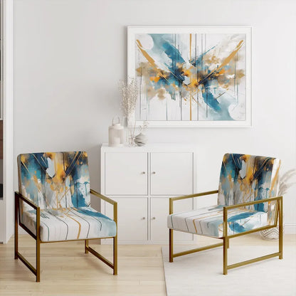 Designart Teal and Gold Elegance Upholstered Minimalism Accent Chair and Modern & Contemporary Arm Chair - Multiple Color