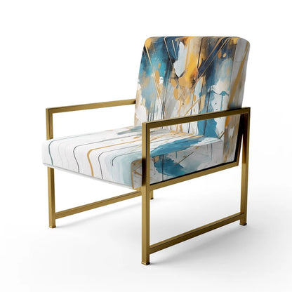 Designart Teal and Gold Elegance Upholstered Minimalism Accent Chair and Modern & Contemporary Arm Chair - Multiple Color