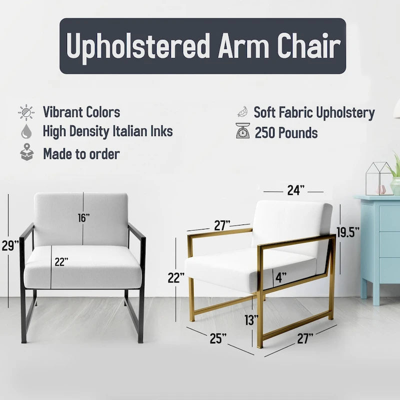 Designart Teal and Gold Elegance Upholstered Minimalism Accent Chair and Modern & Contemporary Arm Chair - Multiple Color