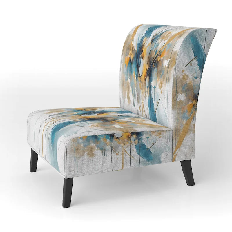 Designart Teal and Gold Elegance Upholstered Minimalism Accent Chair and Modern & Contemporary Arm Chair - Multiple Color