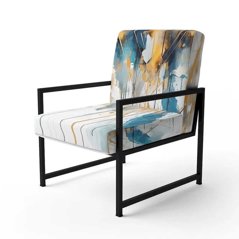 Designart Teal and Gold Elegance Upholstered Minimalism Accent Chair and Modern & Contemporary Arm Chair - Multiple Color