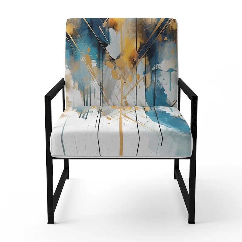 Designart Teal and Gold Elegance Upholstered Minimalism Accent Chair and Modern & Contemporary Arm Chair - Multiple Color