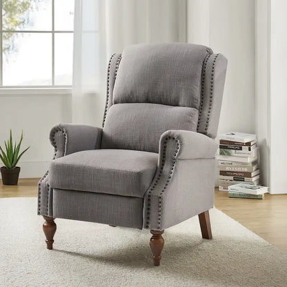 Terri Traditional Roll Arm Manual Recliner with Solid Wood Legs by HULALA HOME