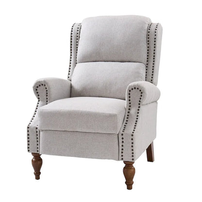 Terri Traditional Roll Arm Manual Recliner with Solid Wood Legs by HULALA HOME