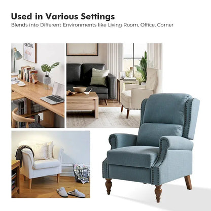 Terri Traditional Roll Arm Manual Recliner with Solid Wood Legs by HULALA HOME