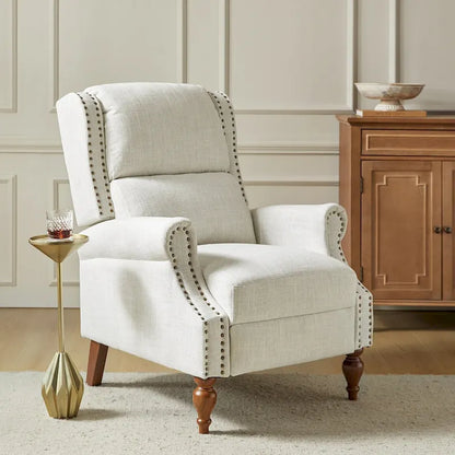 Terri Traditional Roll Arm Manual Recliner with Solid Wood Legs by HULALA HOME