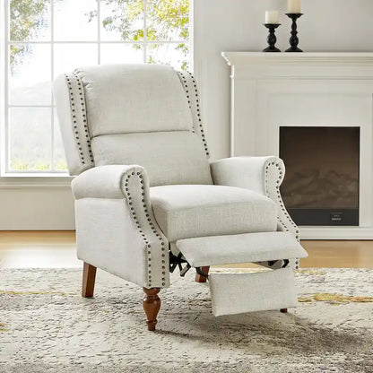 Terri Traditional Roll Arm Manual Recliner with Solid Wood Legs by HULALA HOME