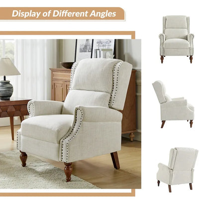 Terri Traditional Roll Arm Manual Recliner with Solid Wood Legs by HULALA HOME