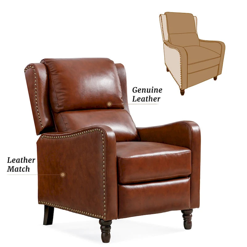 COZYMAN Leather Pushback Recliner Comfortable Living Room Chair