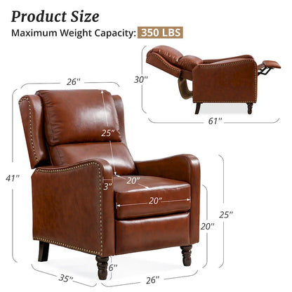 COZYMAN Leather Pushback Recliner Comfortable Living Room Chair