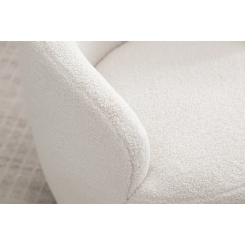 Swivel Accent Armchair Teddy Fabric Upholstered Barrel Chair with Black Point Round Swivel Metal Base