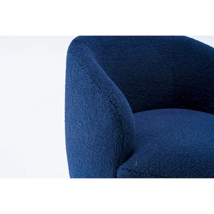 Swivel Accent Armchair Teddy Fabric Upholstered Barrel Chair with Black Point Round Swivel Metal Base