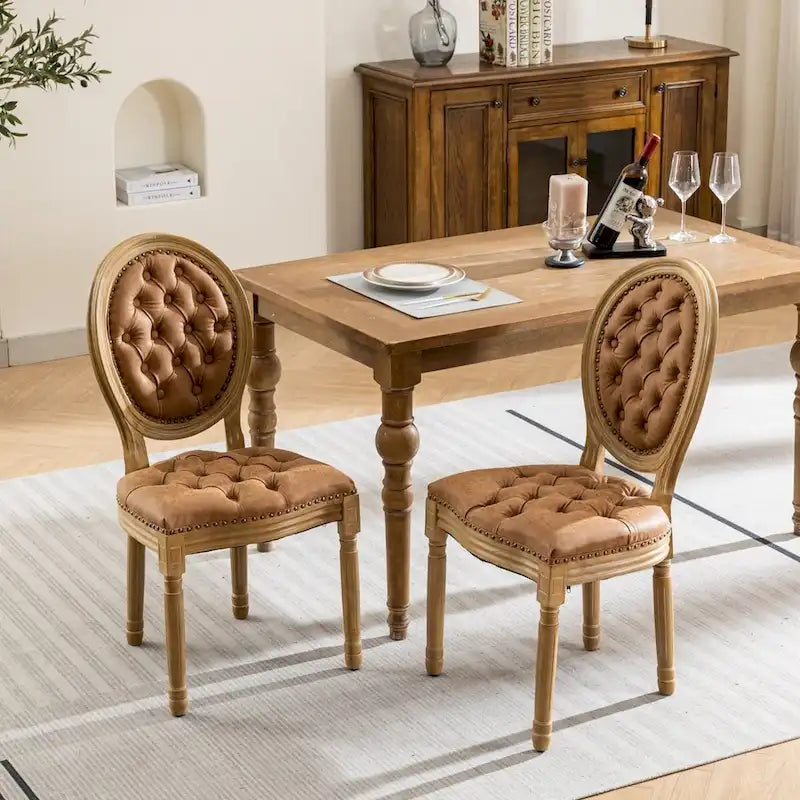 Wood Frame Dining Chair with Nailhead Trim,Set of 2