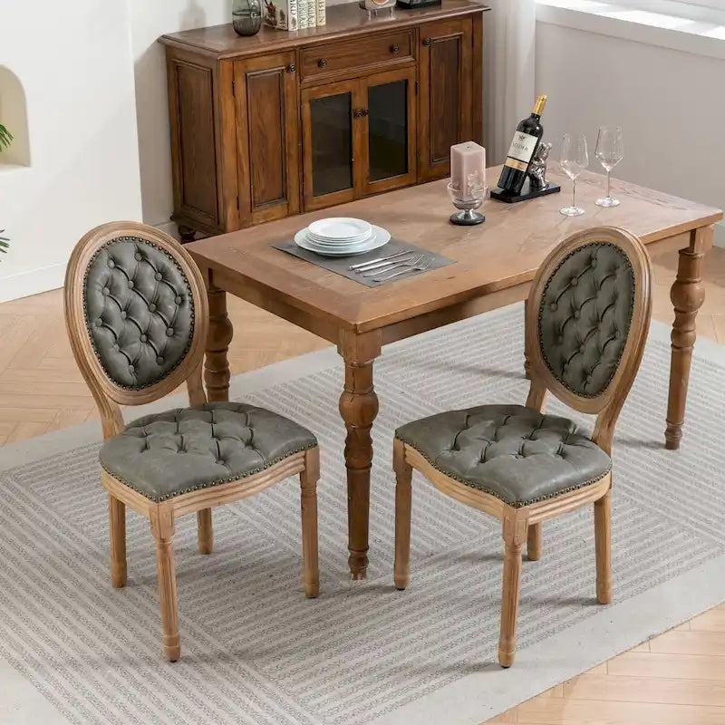 Wood Frame Dining Chair with Nailhead Trim,Set of 2