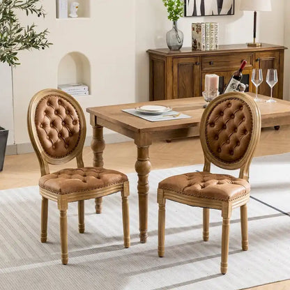 Wood Frame Dining Chair with Nailhead Trim,Set of 2