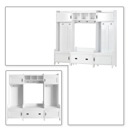 Multi-Functional Freestanding Wooden 4-in-1 Modular Hall Tree
