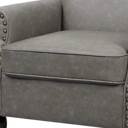 Rolled Armrests PU Accent Chair with Nailhead Trim