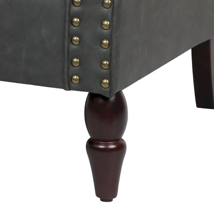 Rolled Armrests PU Accent Chair with Nailhead Trim